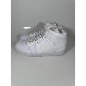 Men’s Nike Air Jordan 1 Mid Triple White Sneakers 554724-130 size 13
